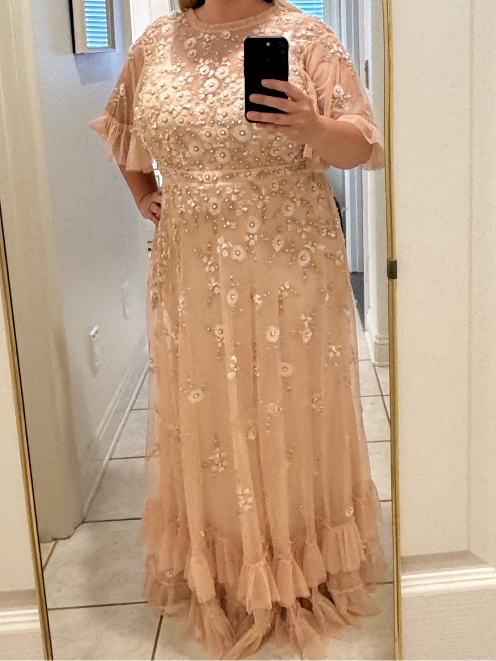 Mac Duggal Blush Pink Embellished Tulle Maxi Dress - Picture 13 of 16